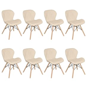 Kit 8 Cadeiras Estofadas Charles Eames Eiffel Slim Nude
