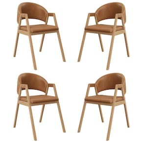 Kit 4 Cadeiras Para Mesa De Jantar Moderna Courino Balaqui Marrom Claro