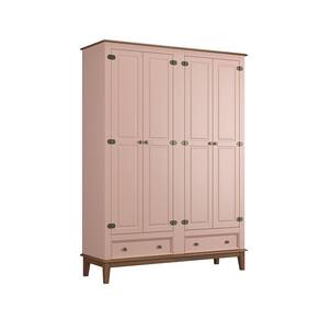 Guarda-roupa Juvenil 4 Portas E 2 Gavetas - Madeira Maciça E Mdf - Rosa