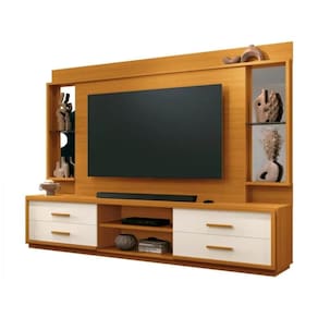 Estante Home Leni 2,40m Para Tvs De Até 75\" Off White/cedro