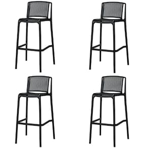 Kit 4 Banqueta Floripa Fratini 100 Cm (altura) Em Poliuretano (pu) Cor Preto