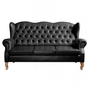 Sofá Imperador Chesterfield 3 Lugares Capitonê Retrô Vintage Preto