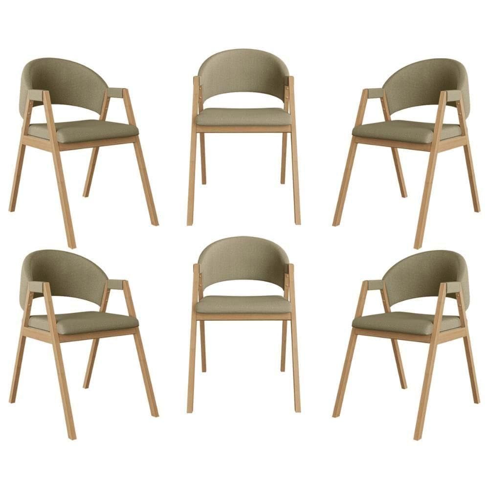 Kit 06 Cadeiras Suellen Decorativa Para Mesa Jantar Linho Bege
