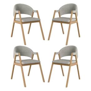 Kit 4 Cadeiras Para Mesa De Jantar Moderna Linho Balaqui Cinza Claro
