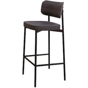 Banqueta Alta Bar Cozinha Sala De Jantar Aço Preto Kaira C01 Linho Preto - Lyam Decor