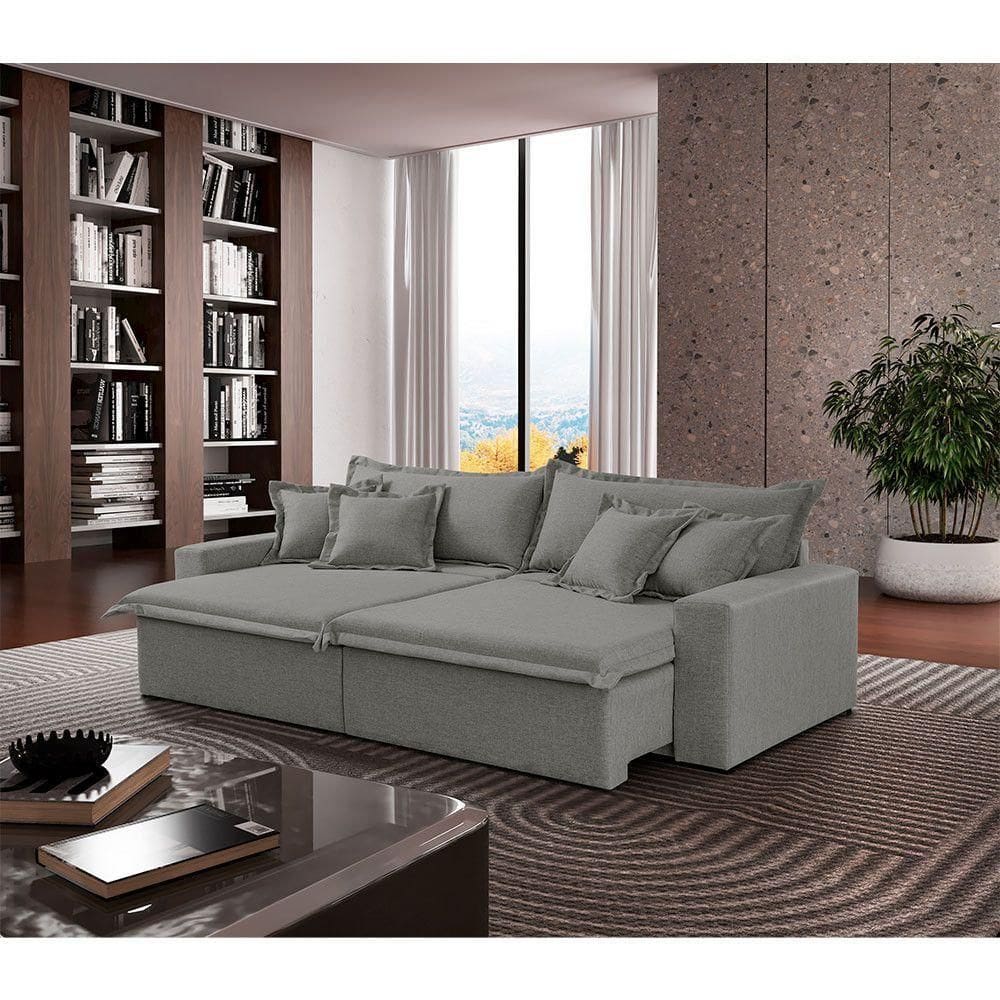 Sofá Montreal Linho 02 Módulos De 100m B25cm Meu Sofá Online A230 Linho Cinza