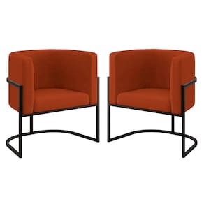 Kit 02 Cadeiras Poltrona Sala Quarto Base De Metal Black Terracota