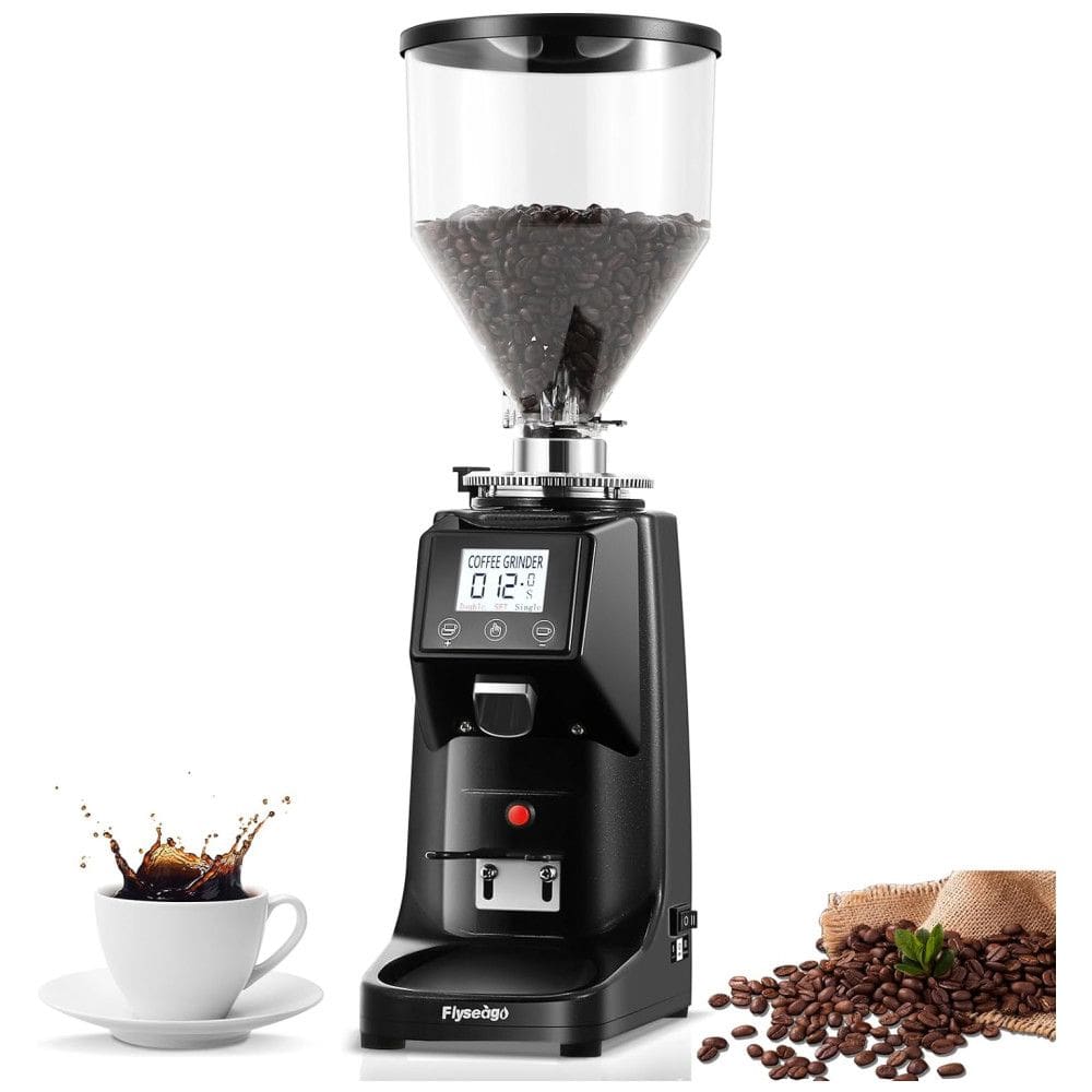 Moedor de Café Elétrico até 1,2 kg com 19 Configurações de Moagem e Display Digital, 110V 150W, Flyseago, Preto