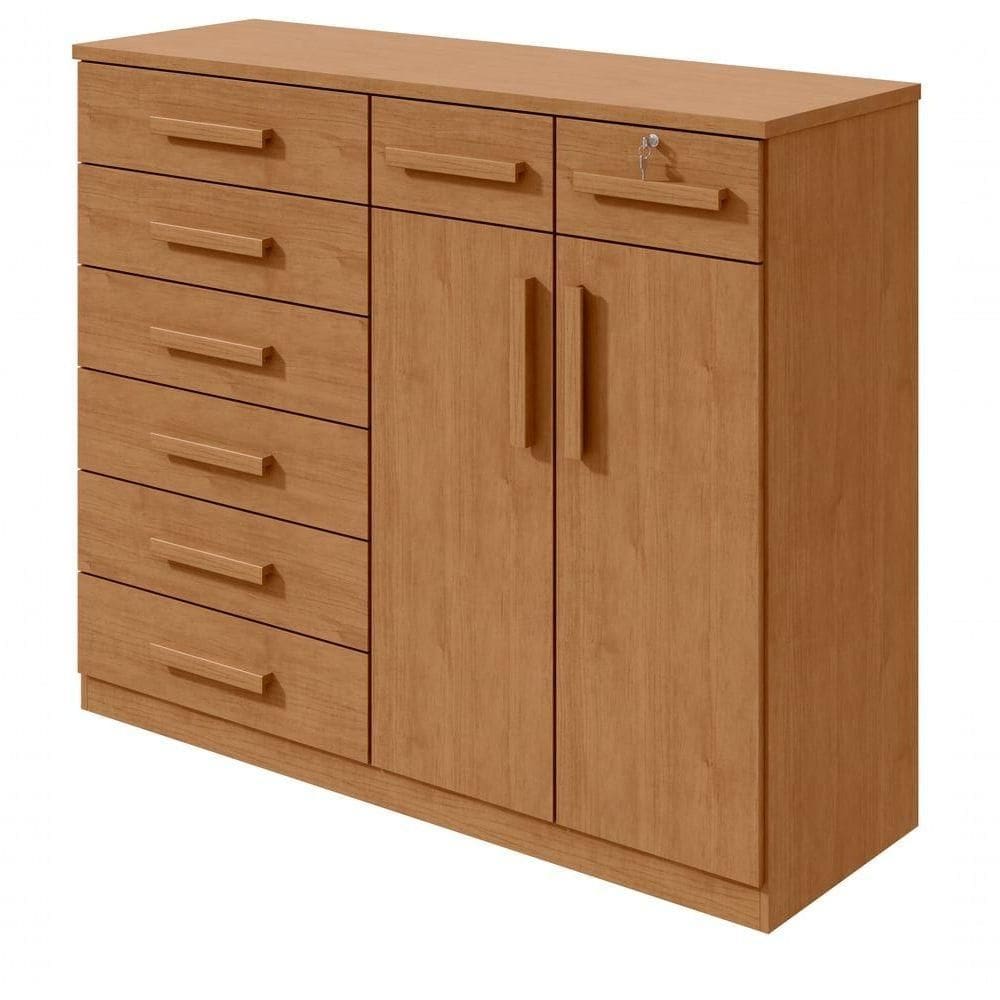 Comoda Toronto 2 Portas 8 Gavetas - Lopas Amendoa Clean.