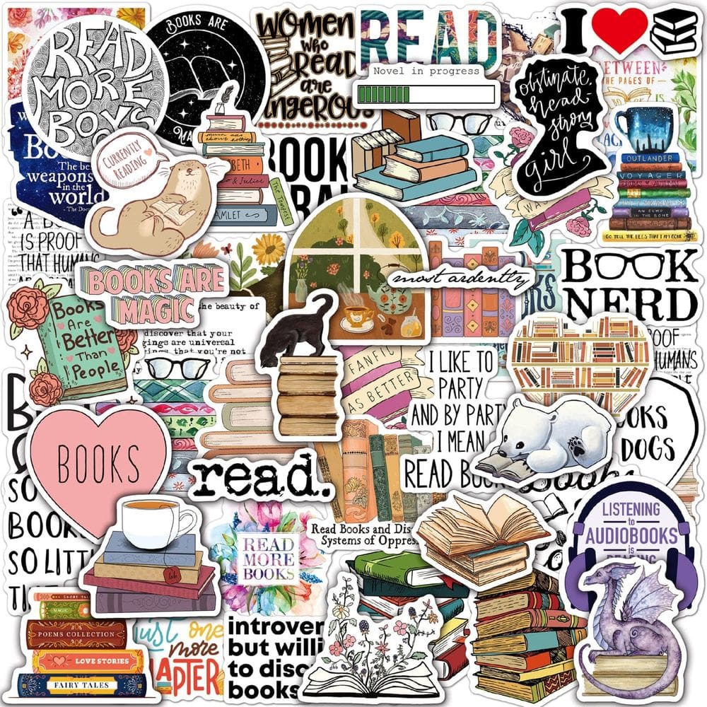 Adesivos Joyppy Bookish Kindle Reading 50 unidades para Kindle