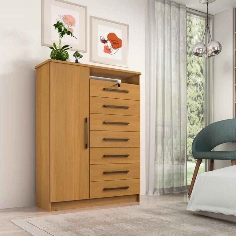 Cômoda Safira 7 Gavetas 100% Mdf D`doro Cinamomo