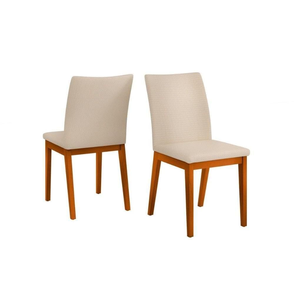 Cadeira Sala De Jantar Vitoria Madeira Kit 2un Ipe-linho Neve - Dj Móveis