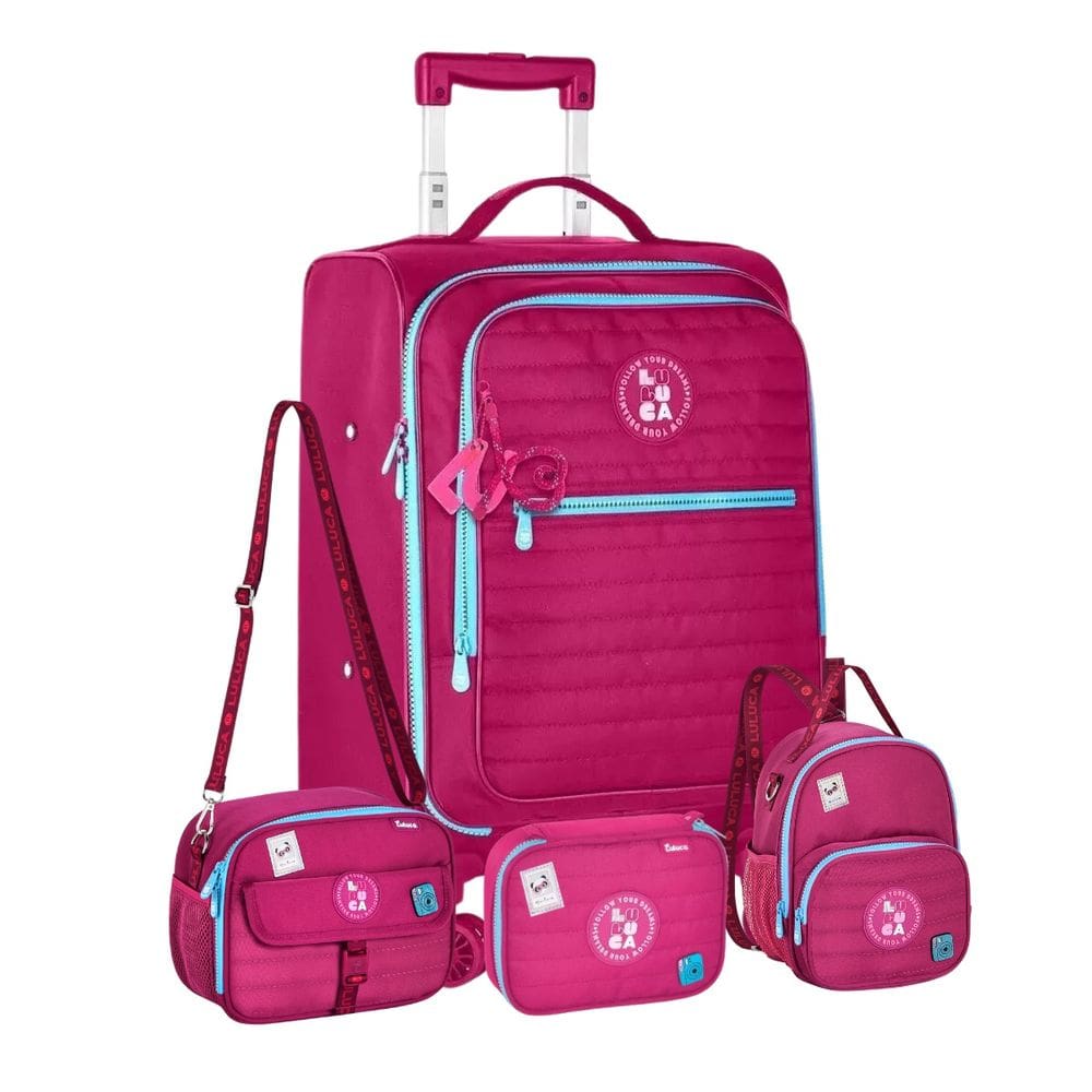Mala Escolar Luluca Mini Mochila Lancheira e Estojo Box
