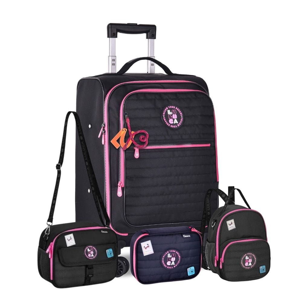 Mala Escolar Luluca Mini Mochila Lancheira e Estojo Box