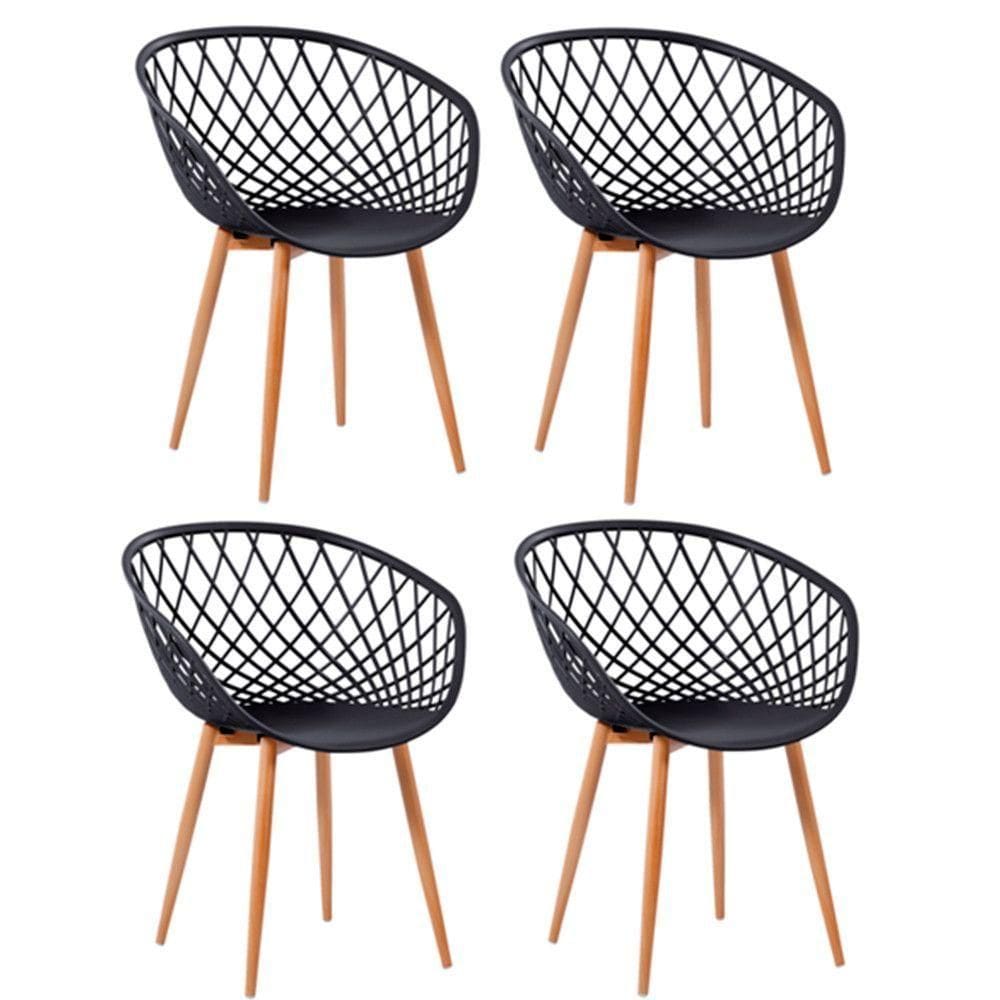 Kit 4 Cadeiras Monaco Com Assento Em Polipropileno Fratini Preto