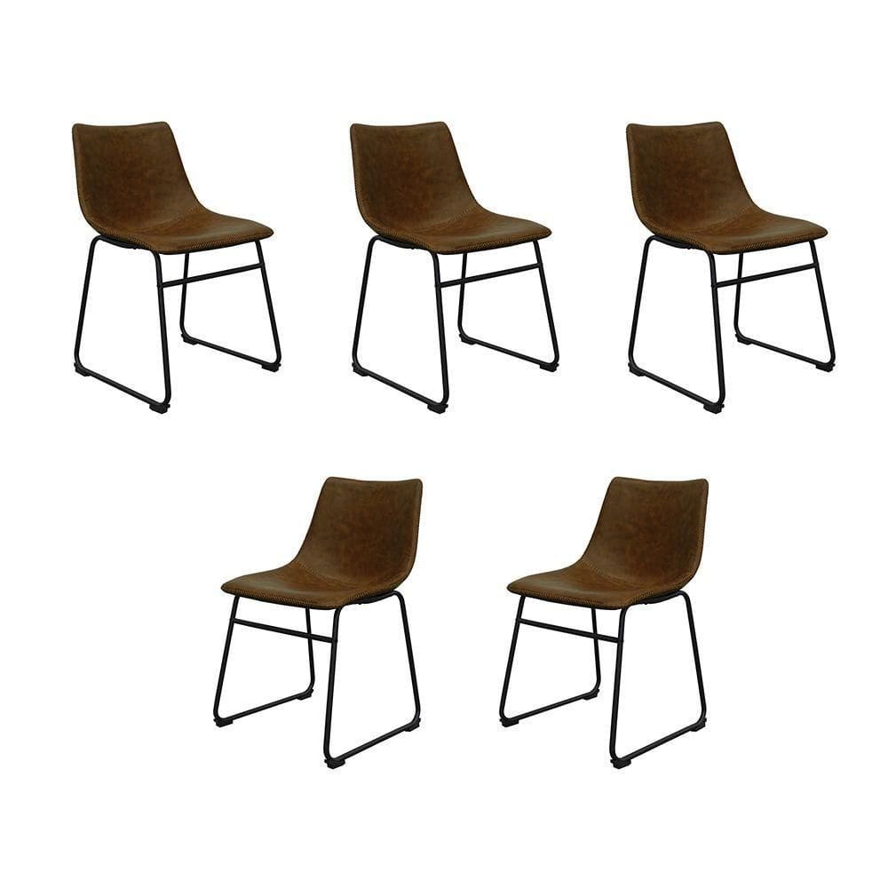 Kit 5 Cadeiras Decorativas Marquezine Sala De Jantar Pu Base Aço Marrom/preto G56 - Gran Belo