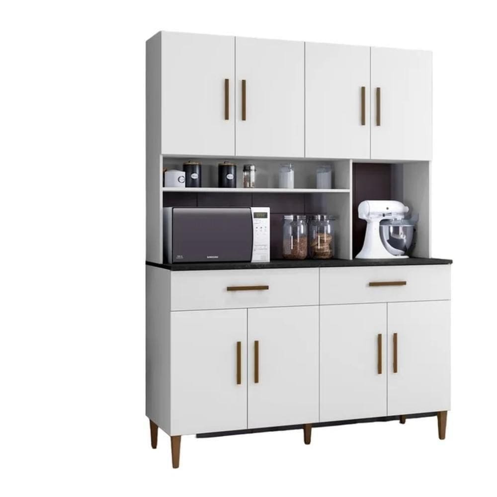 Armário De Cozinha Fortaleza 8 Portas Kaiki Móveis Branco