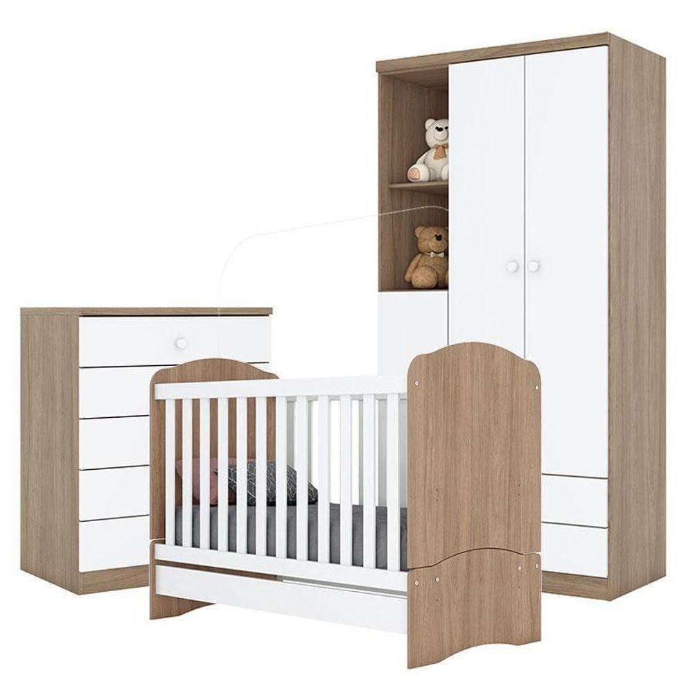 Quarto De Bebê Bala De Menta Rústico Branco - Henn