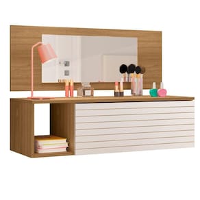 Penteadeira Suspensa Joy Com Espelho Nature Off White Plla