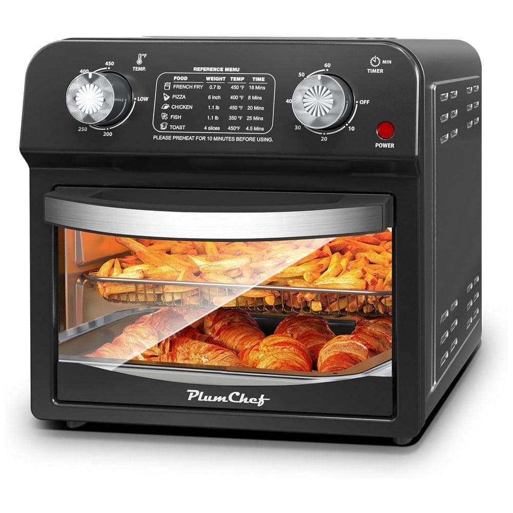 Forno Elétrico 7 em 1 com Capacidade de 12L, Material de Aço Inoxidável e 5 Menus Predefinidos, 110V 1500W, Plum Chef GA52S, Preto