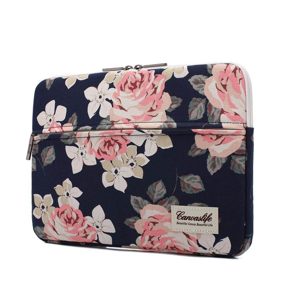 Bolsa para laptop Canvaslife White Rose de 14 polegadas à prova d`água