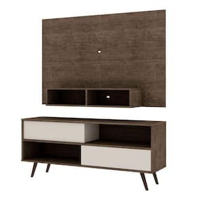 Conjunto Sala Rack E Painel Para Tv Até 50 Polegadas Cor Rústica E Off White Genial