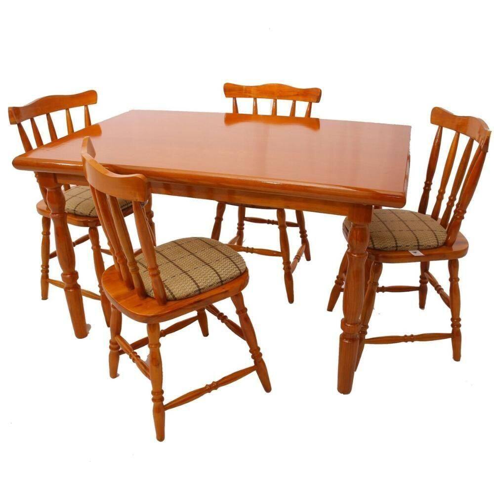Conjunto Mesa De Jantar 125cm Com 4 Cadeiras Estofadas Multimóveis Cr50084 Mel Mel