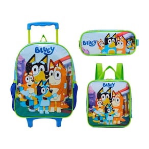 Kit Bluey Mochila Com Rodas + Lancheira + Estojo Xeryus