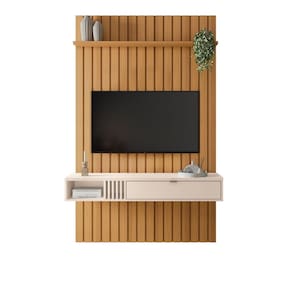 Painel Ripado Suspenso Sala Estar TV Até 50 Polegadas 1 Prateleira 1 Nicho 1 Porta You 1.3