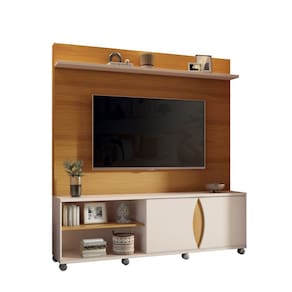 Estante Home Theater Sala Estar TV Até 65 Polegadas 2 Portas 2 Prateleiras Rodízios Cromados Luxor