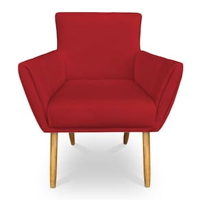 Poltrona Decorativa Leticia Suede Pés Palito Castanho - Pallazio