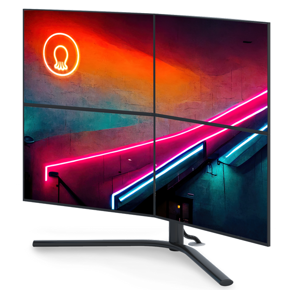 Suporte De Mesa Para 4 Monitores Até 24" Octoo CLIPWAY-4 (Prateado)
