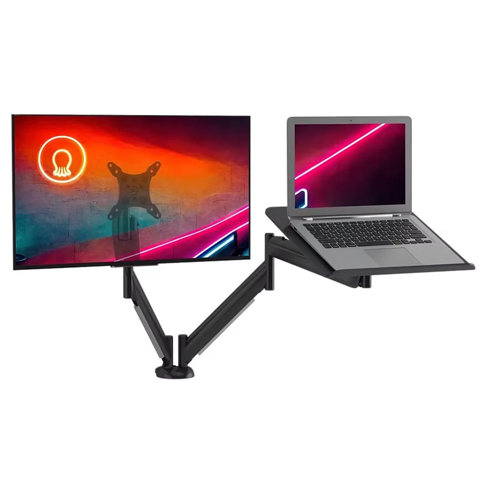 Suporte De Mesa Para Monitor Até 26" E Notebook Até 16" Articulado Octoo CLIPWAY-N1 (Preto)