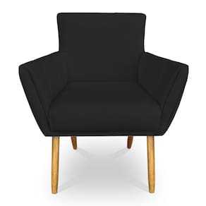 Poltrona Decorativa Leticia Suede Preto Pés Palito Castanho - Pallazio