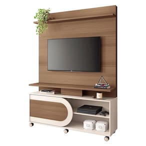 Estante Home Theater Órbis Castanho Off White - HB Móveis