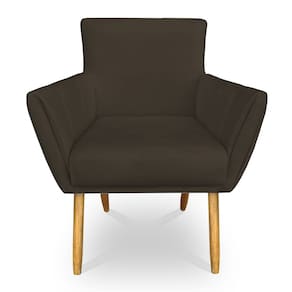 Poltrona Decorativa Leticia Suede Marrom Pés Palito Castanho - Pallazio