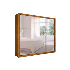 Guarda Roupa Solteiro 3 Portas de Correr c/ Espelho e 4 Gavetas Veneza Gold Naturale - Rufato
