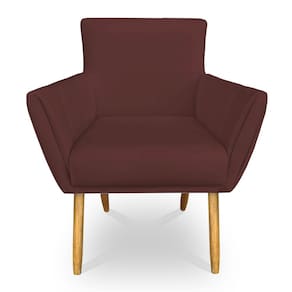Poltrona Decorativa Leticia Suede Marsala Pés Palito Castanho - Pallazio
