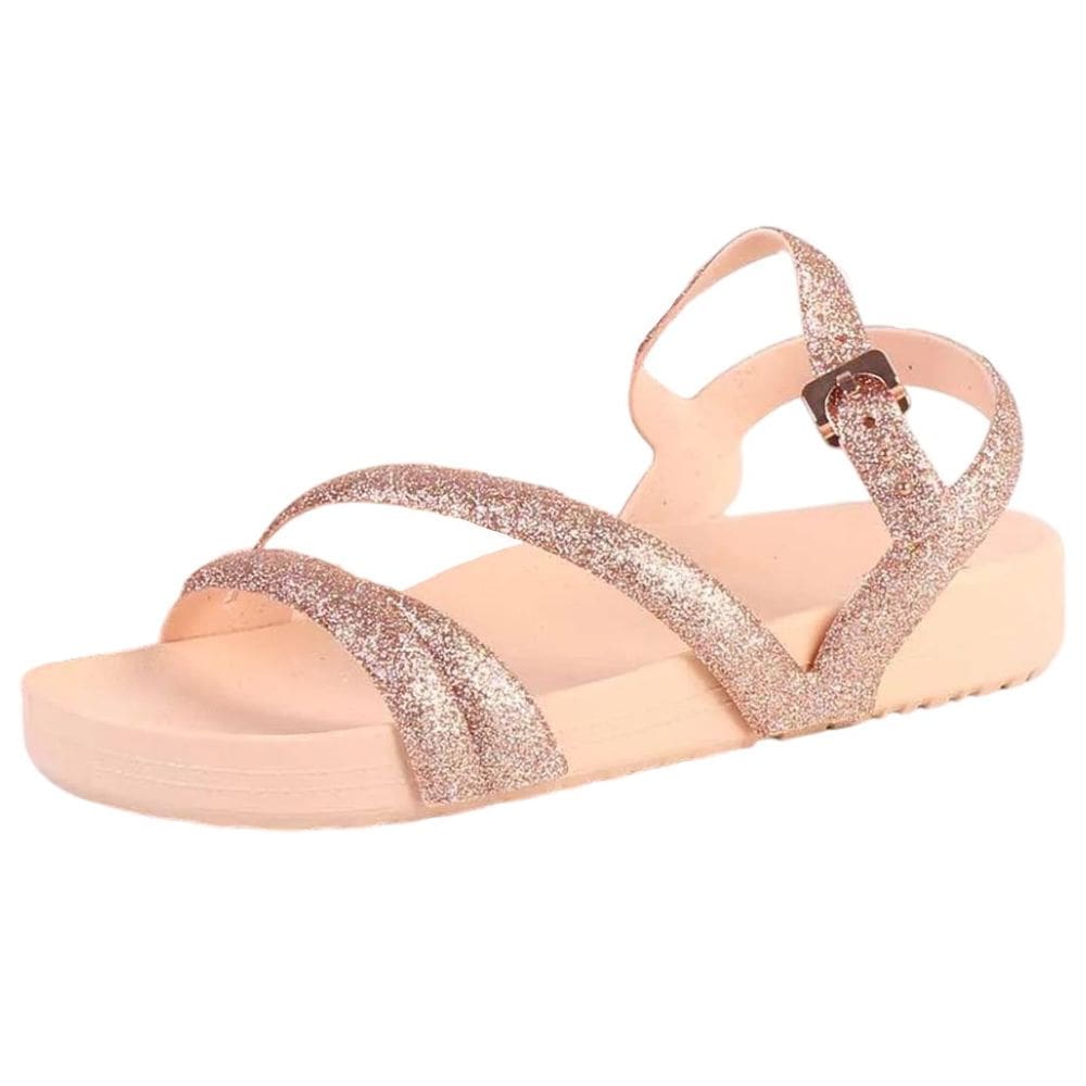 Sandália Feminina Tiras de Glitter Moderna Conforto Zaxy