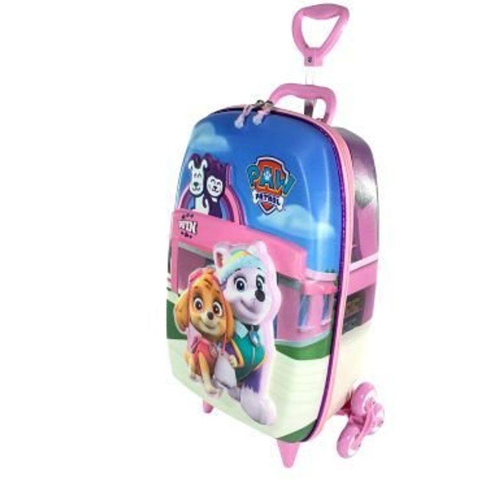 Mochila Infantil 3D Paw Patrol Skye Win Rosa com Rodinha Tripla