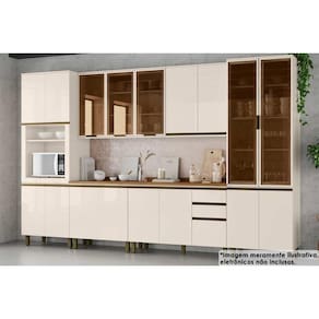 Kit de Cozinha Completa 9 Peças Connect (3Aéreos+2Balcões+2Paneleiros+2Complementos) C5P84 Off White - Henn