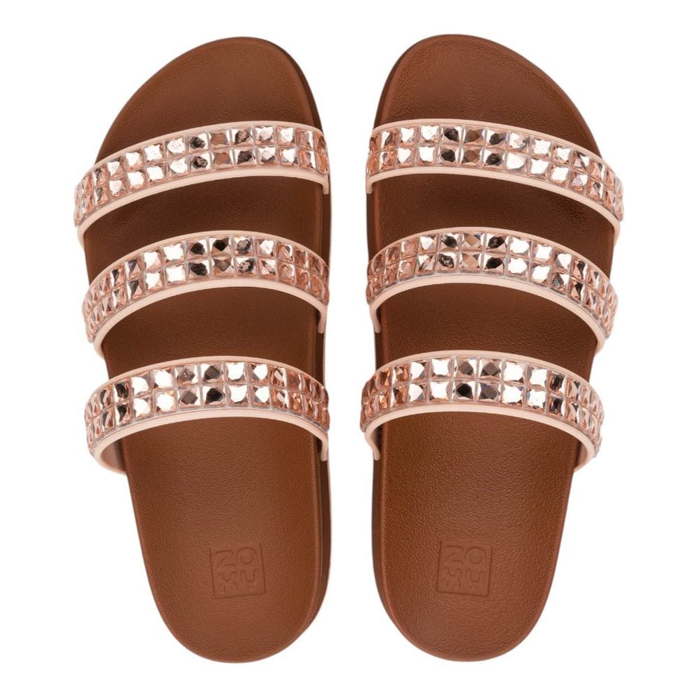 Chinelo Feminino Slide Moderno Casual Brilho Cristal Zaxy