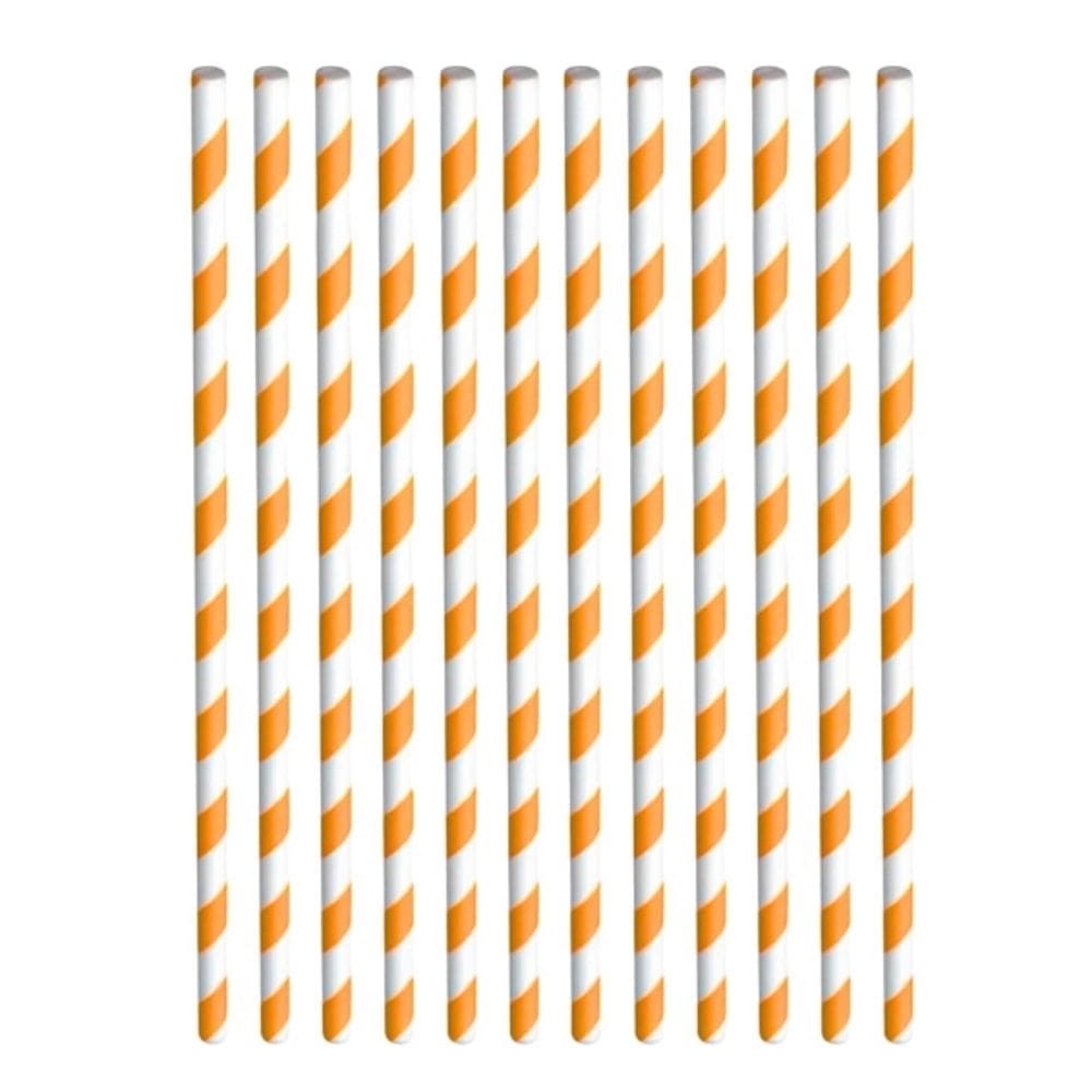 Canudo De Papel Listrado Laranja Art Lille 12un
