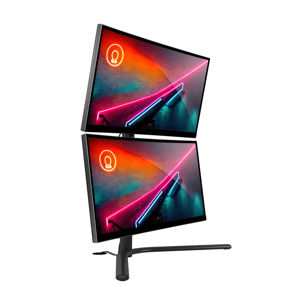 Suporte De Mesa Para Monitor Até 32" Duplo Vertical Com Regulagem De Altura E Inclinação Octoo CLIPWAY-2W (Prateado)