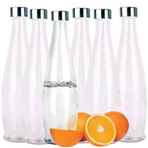 Kit 6 Garrafas Vidro Acqua Transparente 1 Litro Com Tampa - Tuut