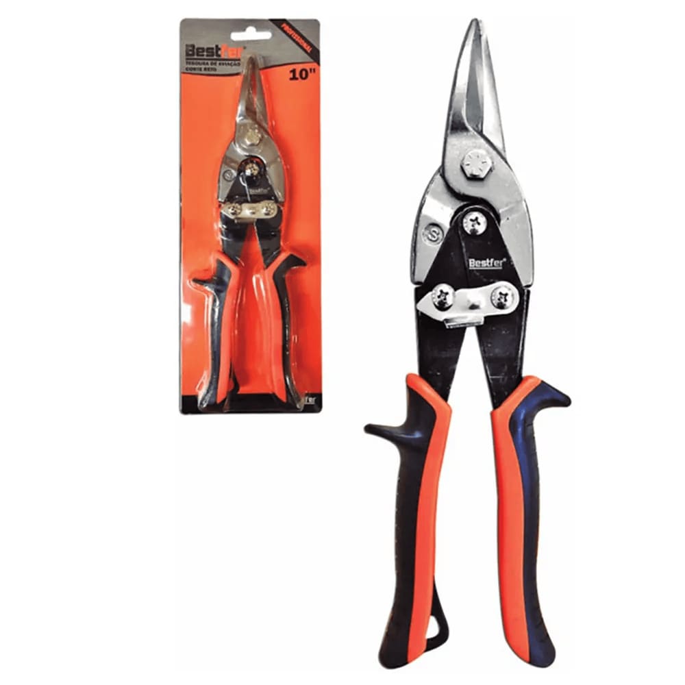 Tesoura de Aviação Corte Reto Profissional 10 Polegadas BESTFER BFH1583