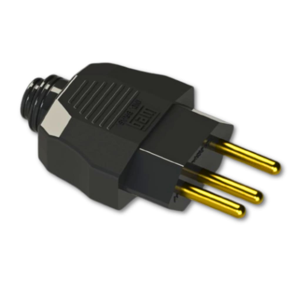 Plugue Macho 2P+T 10A 250Vca Preto