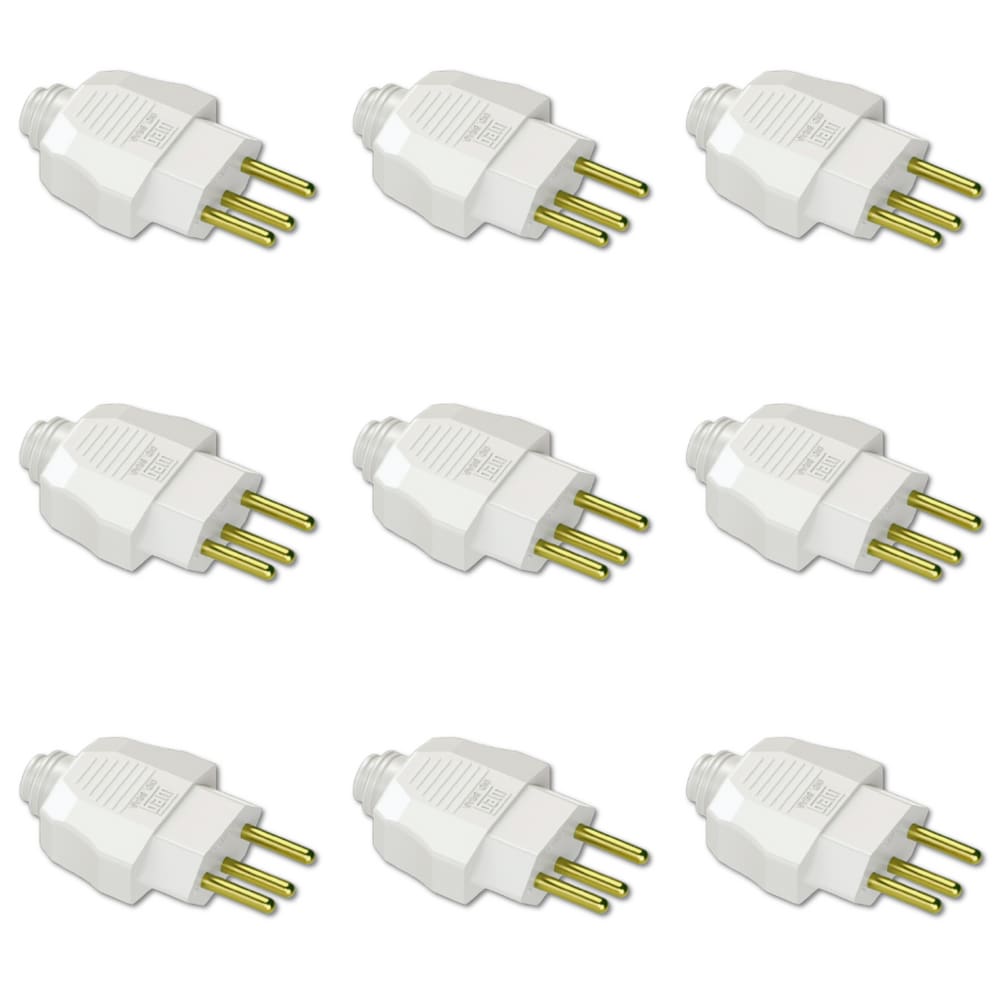 Kit Plugue Macho 2P+T 20A 250Vca Branco 50 peças