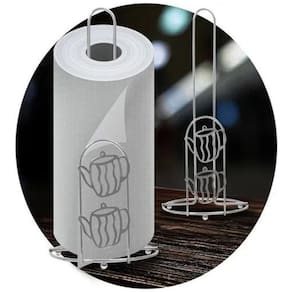 Suporte Porta Rolo Papel Toalha Vertical De Mesa Aço Inox
