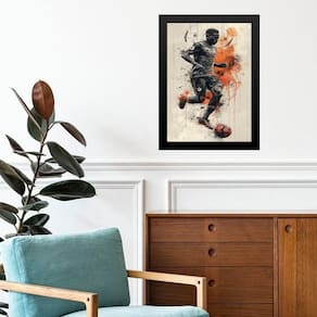 Quadro Arte Jogador De Futebol Em Ação 33X24Cm